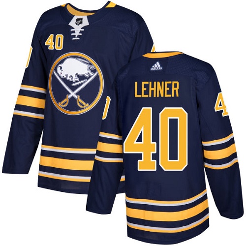 Men Adidas Buffalo Sabres 40 Robin Lehner Navy Blue Home Authentic Stitched NHL Jersey